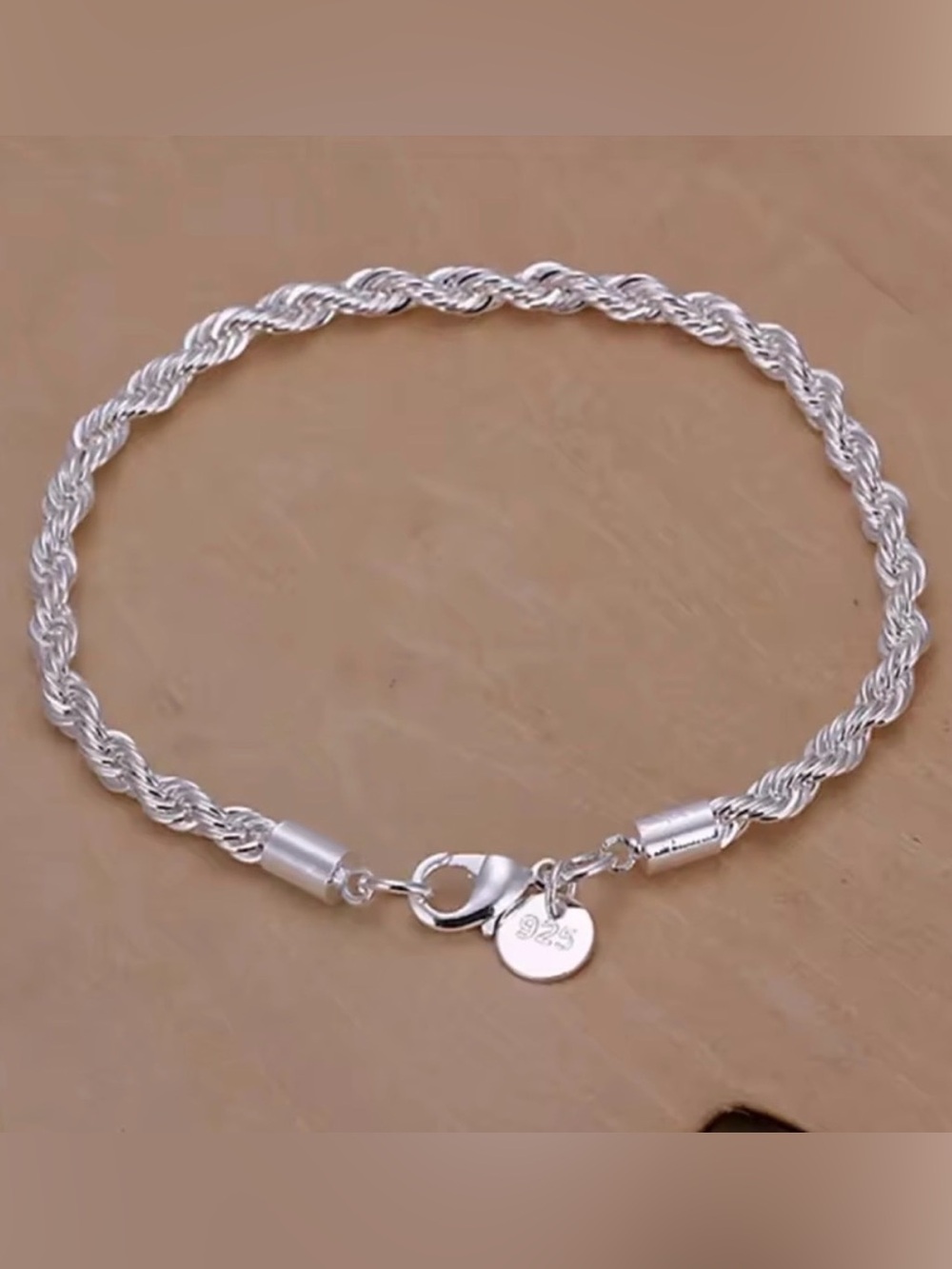 High Quality Fine 925 Sterling Silver Necklace Bracelets Set 4MM